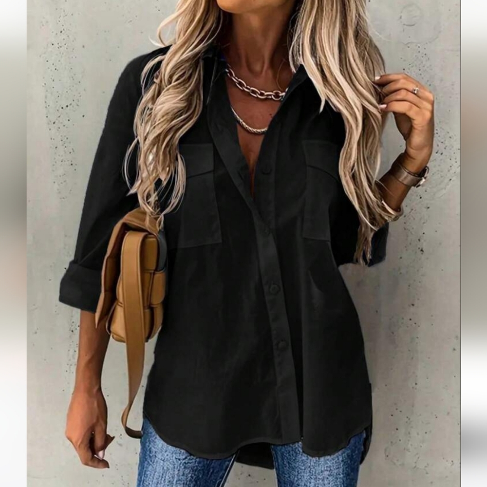 Black Lightweight Oversized Shirt